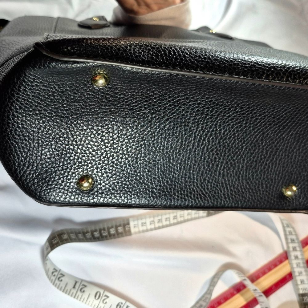 Anne Klein Black Faux Leather Lion Logo Tassel Tote Bag - Picture 14 of 16